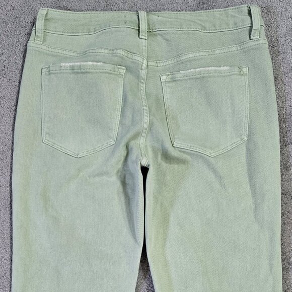 Vervet Melissa Pale Mint Green Straight Leg Cropped Jean Raw Hem V3370MI - Picture 6 of 10